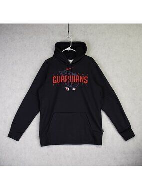 Nike Cleveland Guardians Hoodie Mens Medium Black Therma Fit MLB Sweatshirt